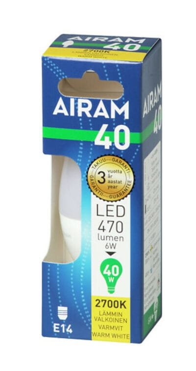 Airam Led-kynttilälamppu C35 827 470lm E14 OP 4,9W