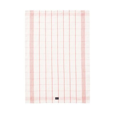 Lexington Checked Linen/Cotton keittiöpyyhe 50x70 cm White-red