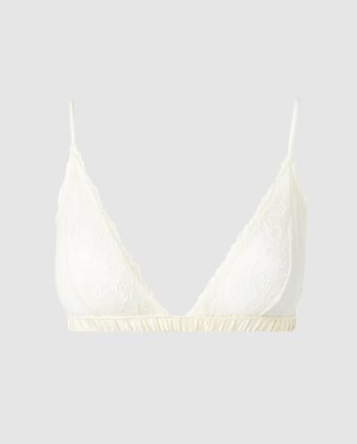 Pitsi-satiini Bralette Valkoinen