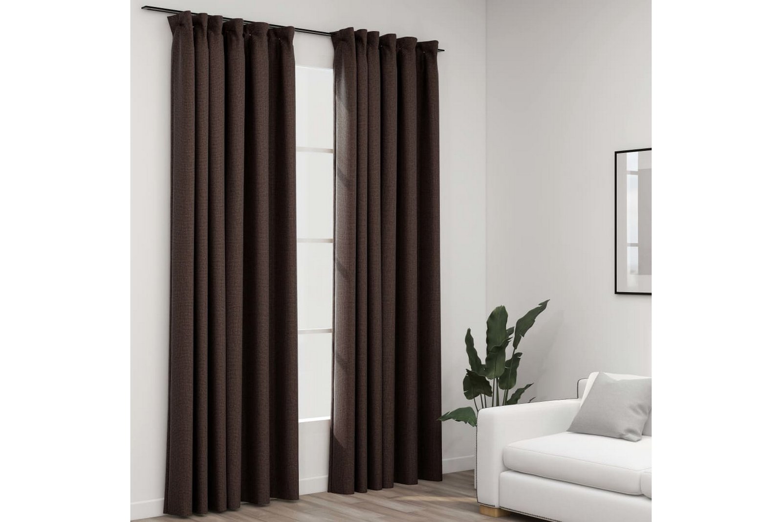 Pellavamaiset pimennysverhot koukuilla 2kpl 140x245cm -