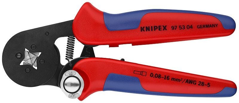 Pääteholkkipihdit 180 mm, nelileukainen puristuspää, Knipex