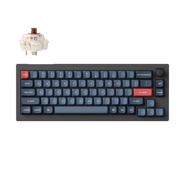 Keychron V2 MAX 65% Knob QMK/VIA Gateron Jupiter Brown -langaton näppäimistö, Musta