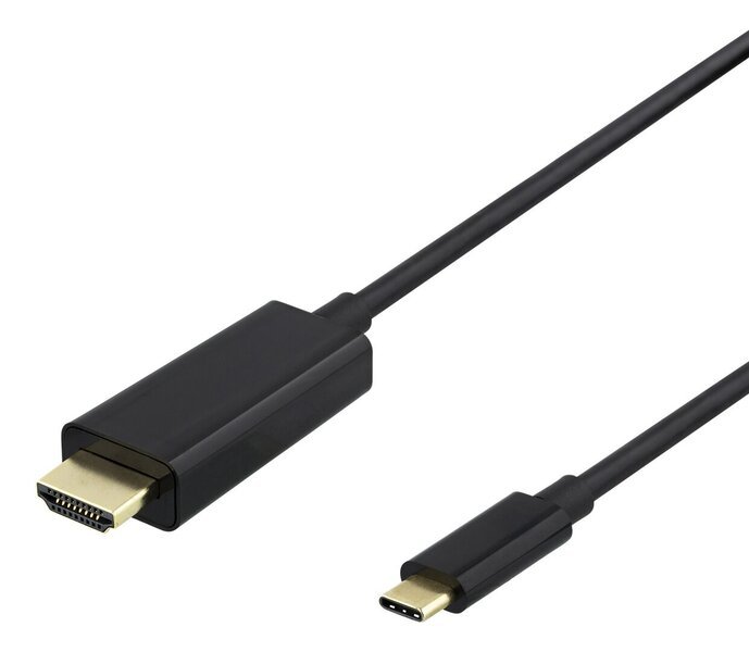 Deltaco USB-C -HDMI, 4K UHD, 3m, musta/USBC-HDMI1030-K/00140023