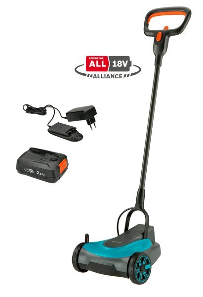 Gardena ruohonleikkuri HandyMower 22/18V P4A sisältää Li-Ion 18V/2,5Ah akun ja laturin AL1810CV