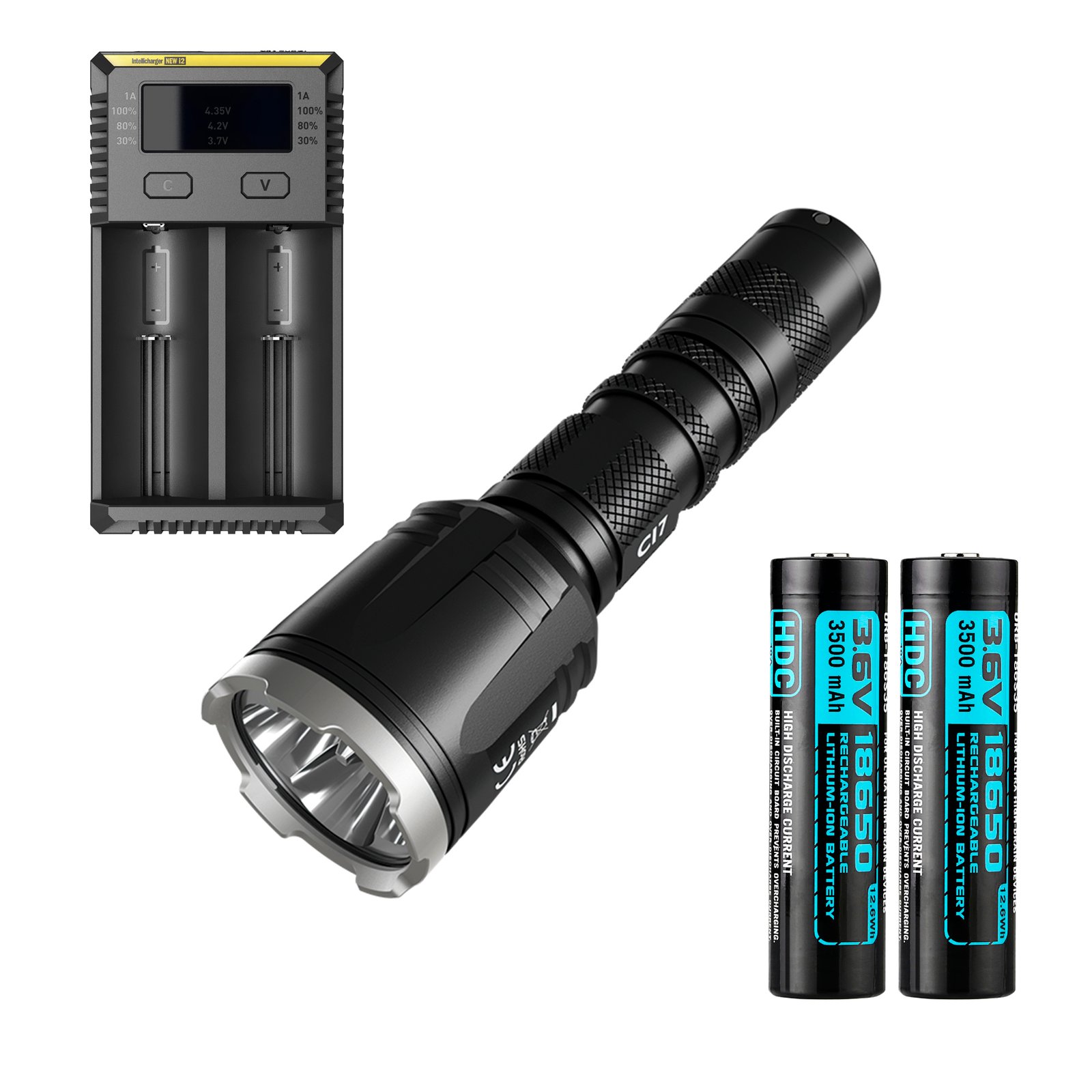 Infapunalamppu Nitecore CI7, 2500 lm / 7000 mW, Valaisin + 2 Akkua + Laturi