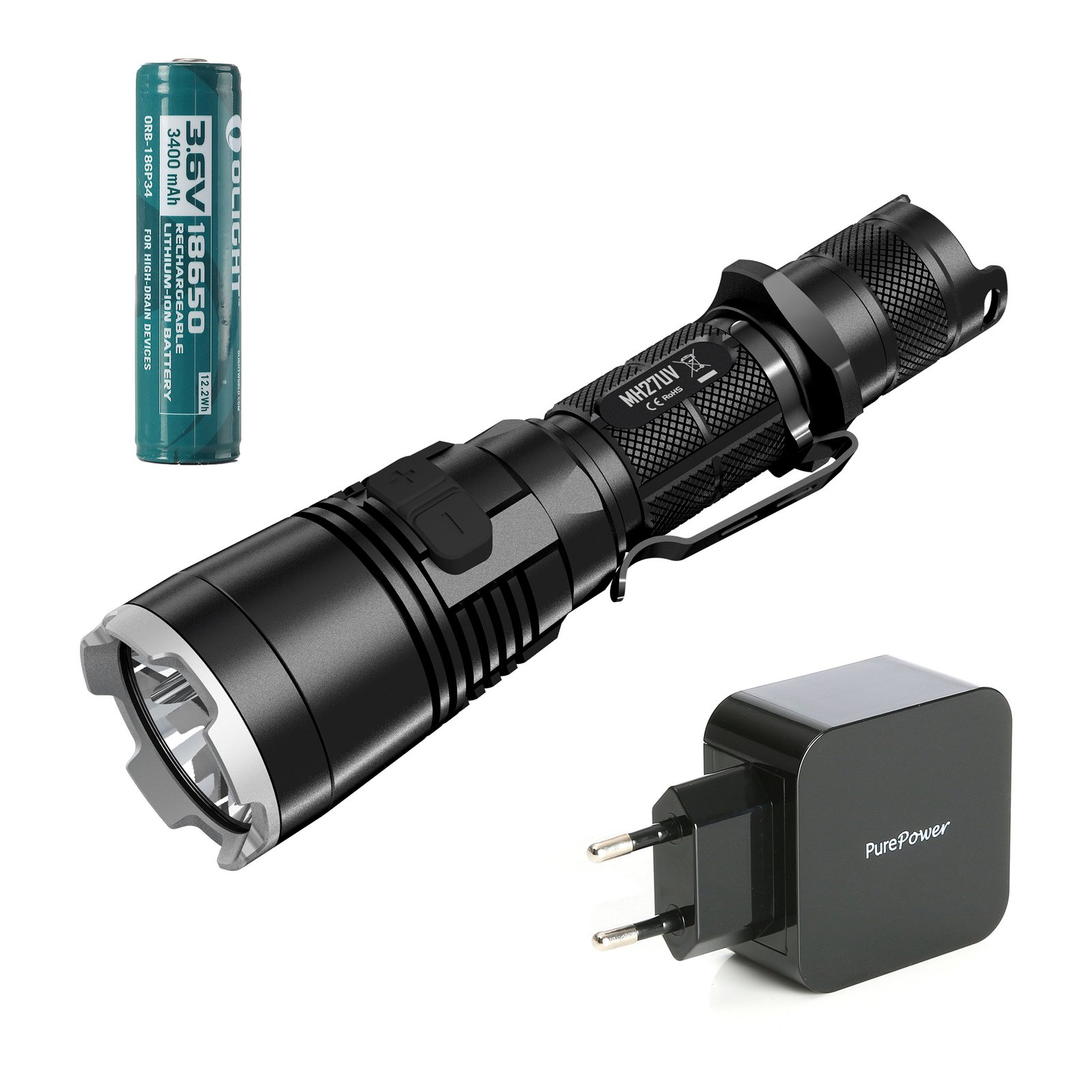 Taskulamppu Nitecore MH27UV, 1000 lm, Valaisin + Akku + Verkkovirta-adapteri