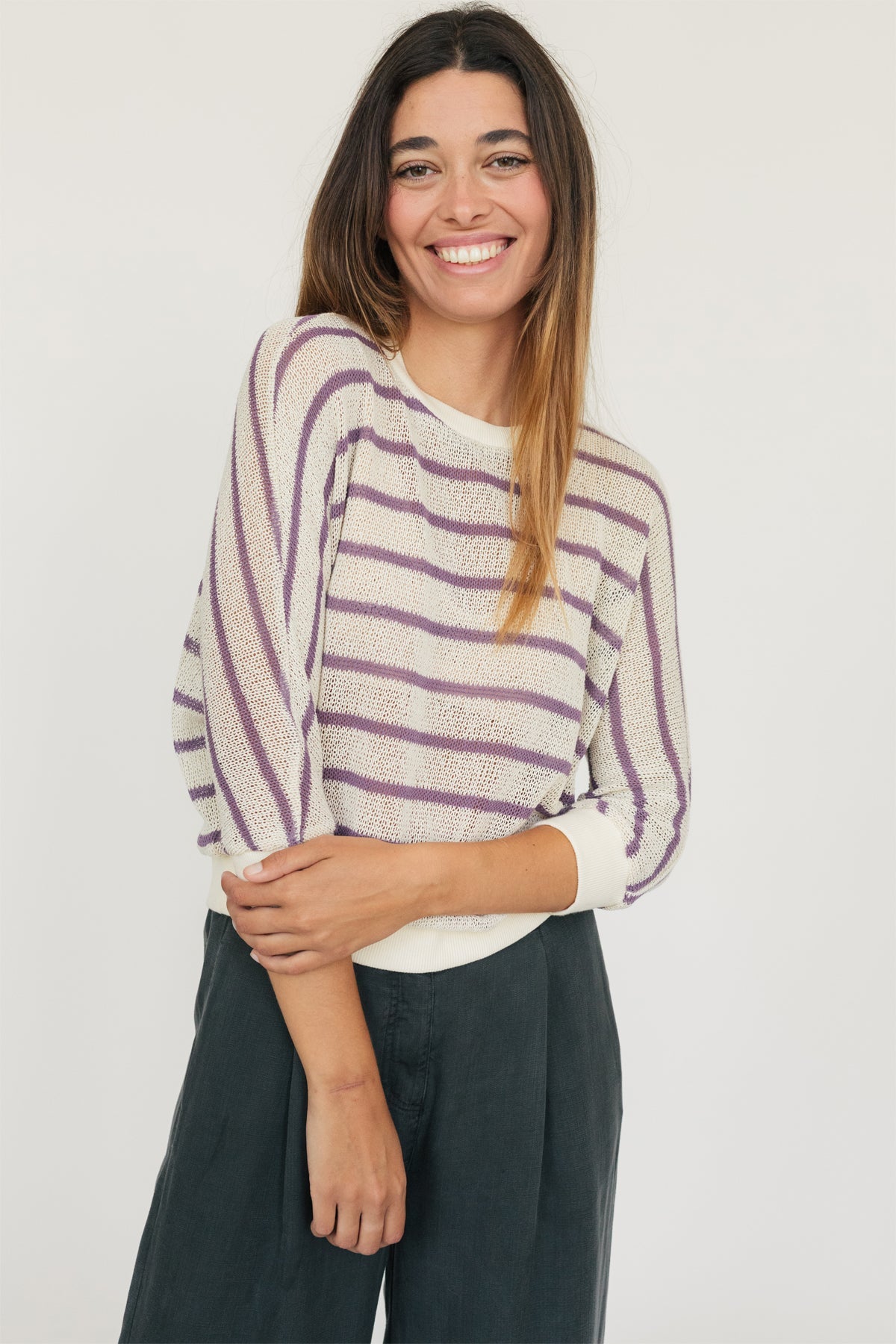 Boddam Top Lilac Stripes