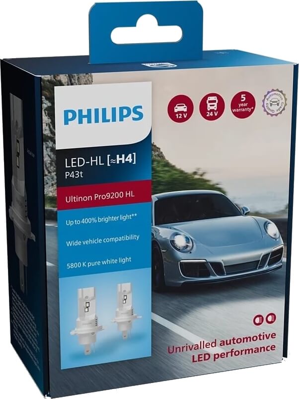 Led-polttimo, H4, Ultinon Pro9200, pari, Philips
