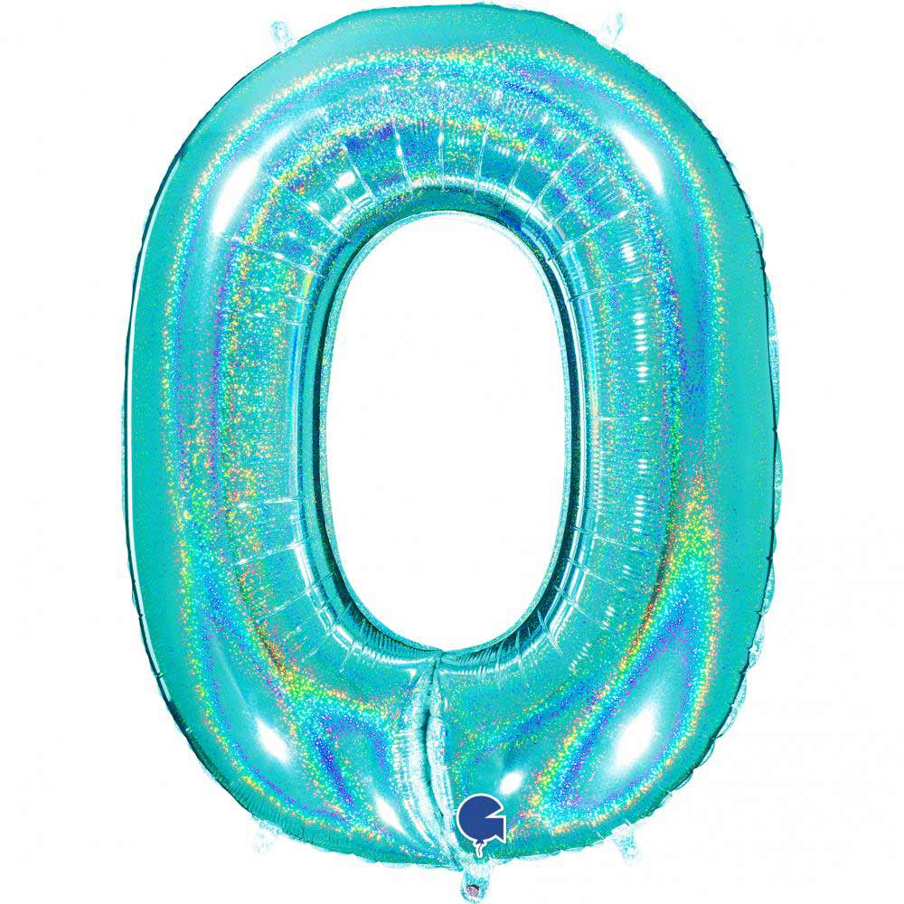 Isot numerofoliopallot, Turkoosi-hologrammi, 100cm-0