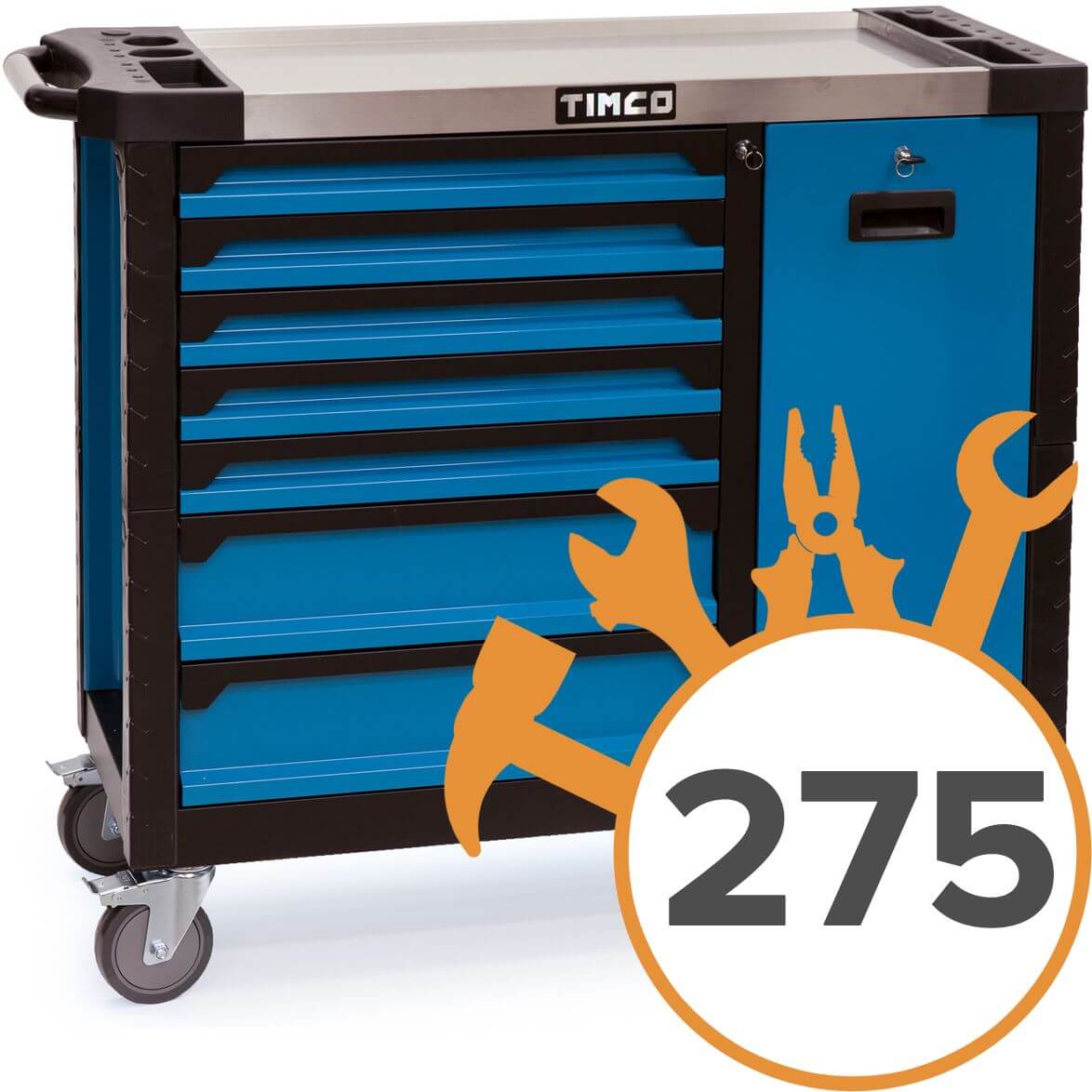 Työkaluvaunu Elite + 275-työkalua, Timco