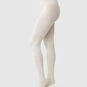 Freja Ribbed Wool Tights Ivory