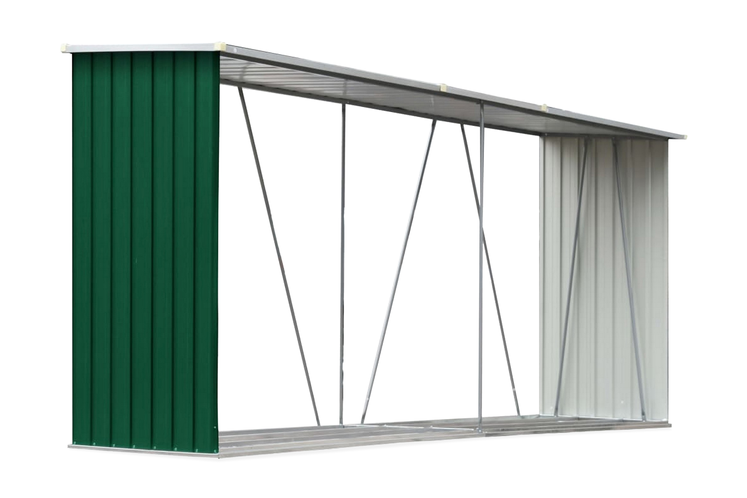 Puuvaja galvanoitu teräs 330x84x152 cm vihreä - Vihreä