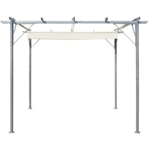 Pergola sisäänvedettävällä katolla kermanvalkoinen 3x3 m - Kerma
