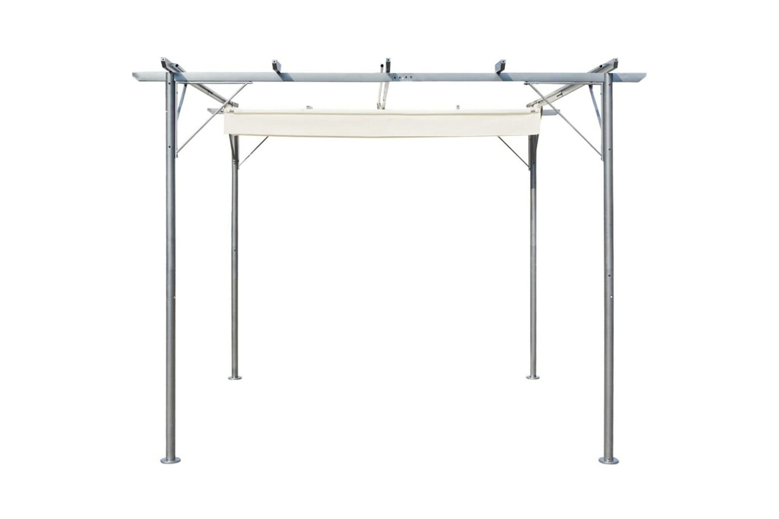 Pergola sisäänvedettävällä katolla kermanvalkoinen 3x3 m - Kerma