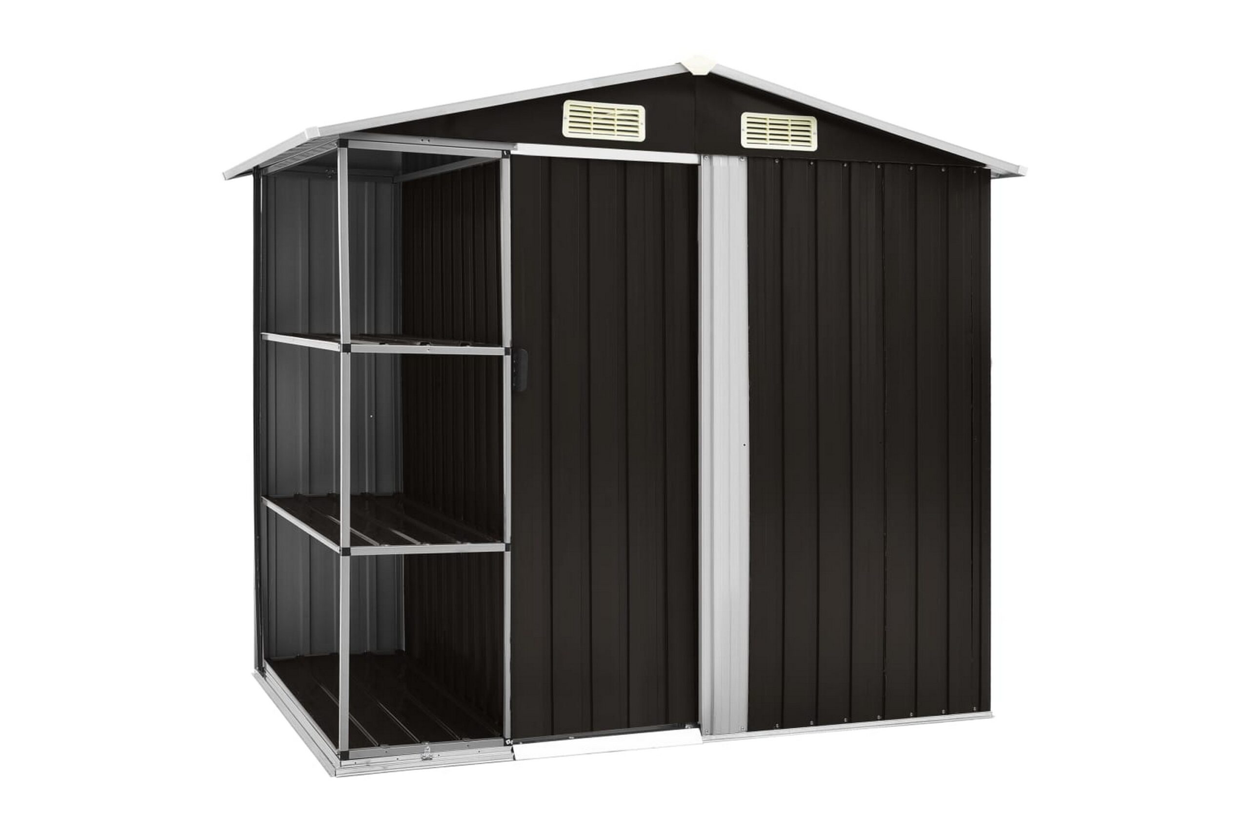 Puutarhavaja telineellä ruskea 205x130x183 cm rauta - Ruskea