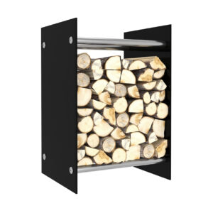 Polttopuuteline musta 40x35x60 cm lasi -