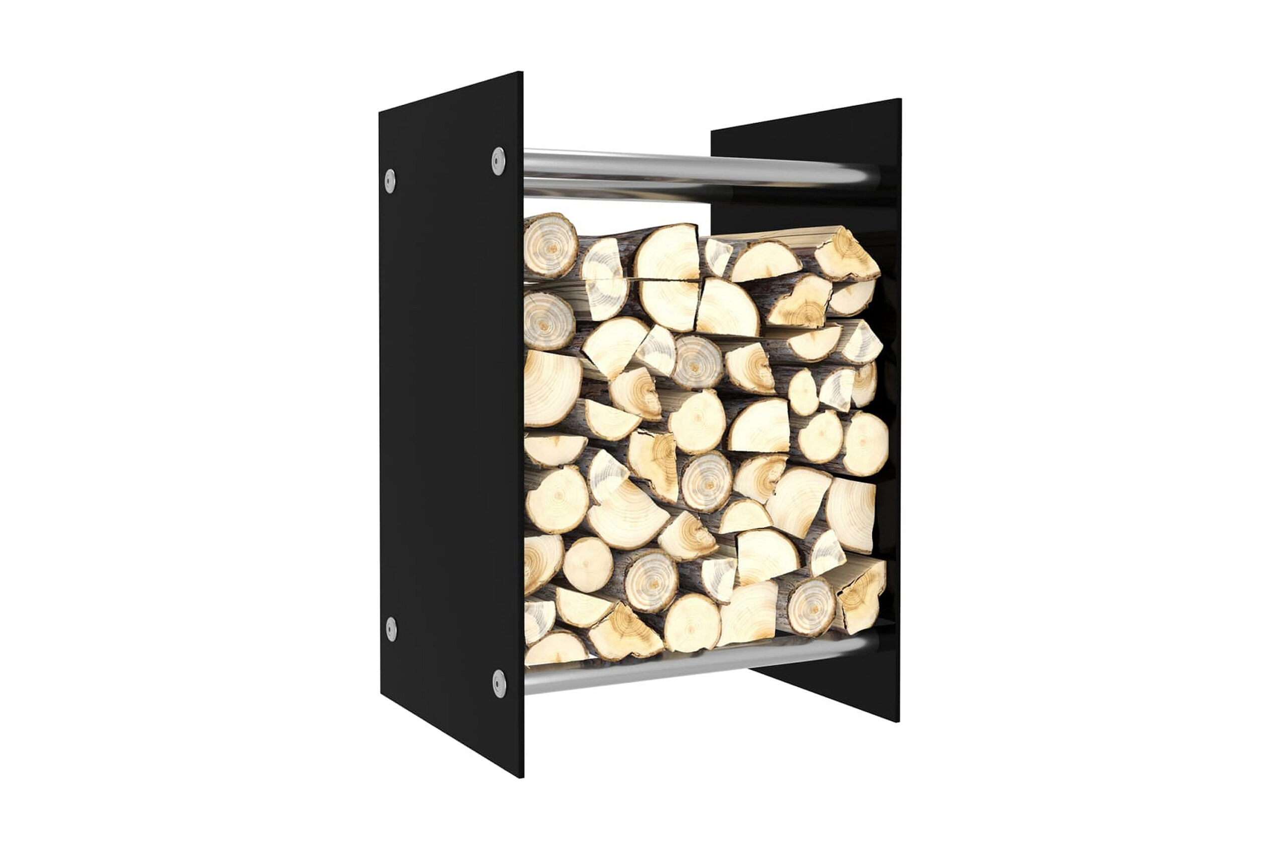 Polttopuuteline musta 40x35x60 cm lasi -