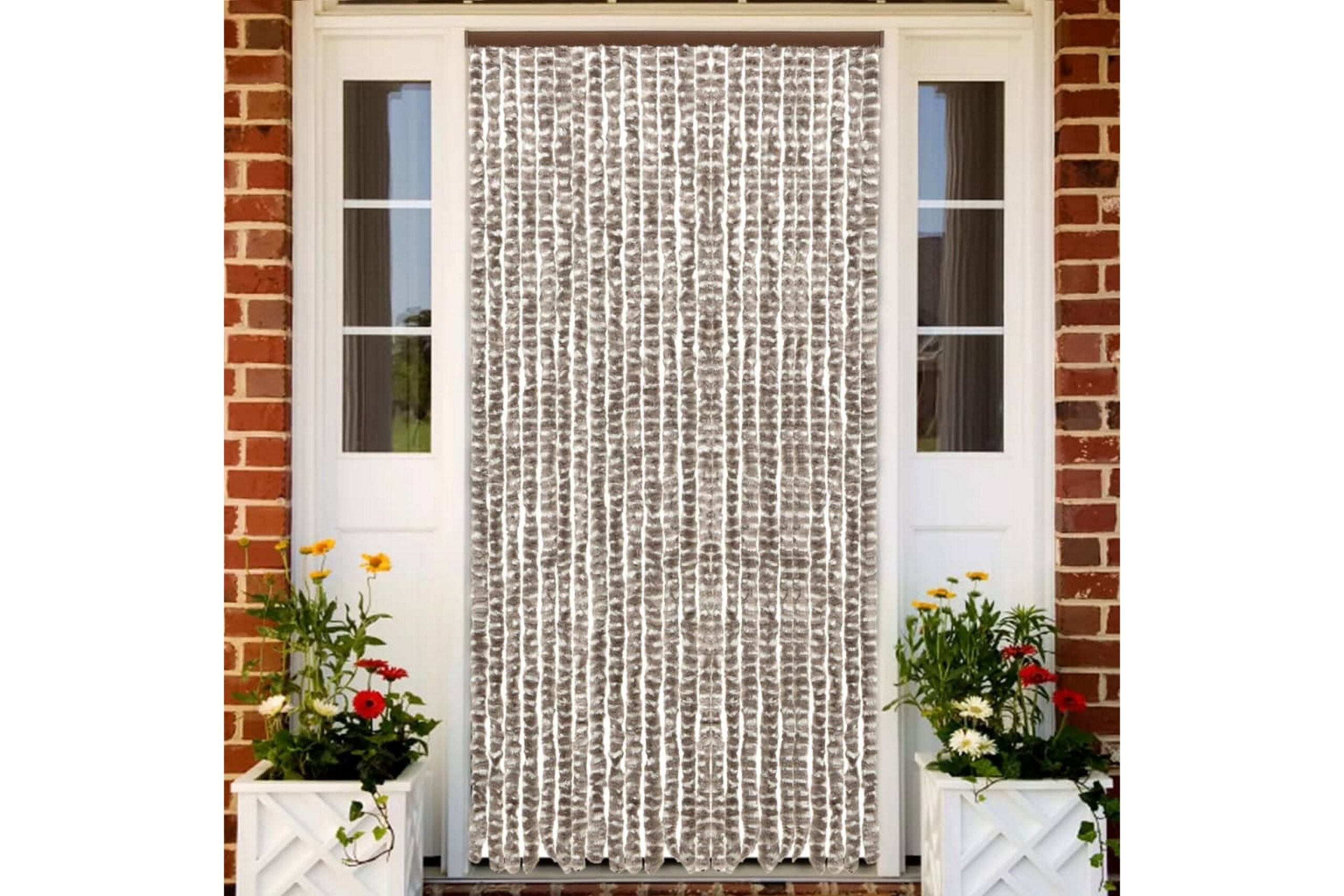 Hyönteisverho harmaanruskea ja valkoinen 100x220 cm Chenille - Taupe