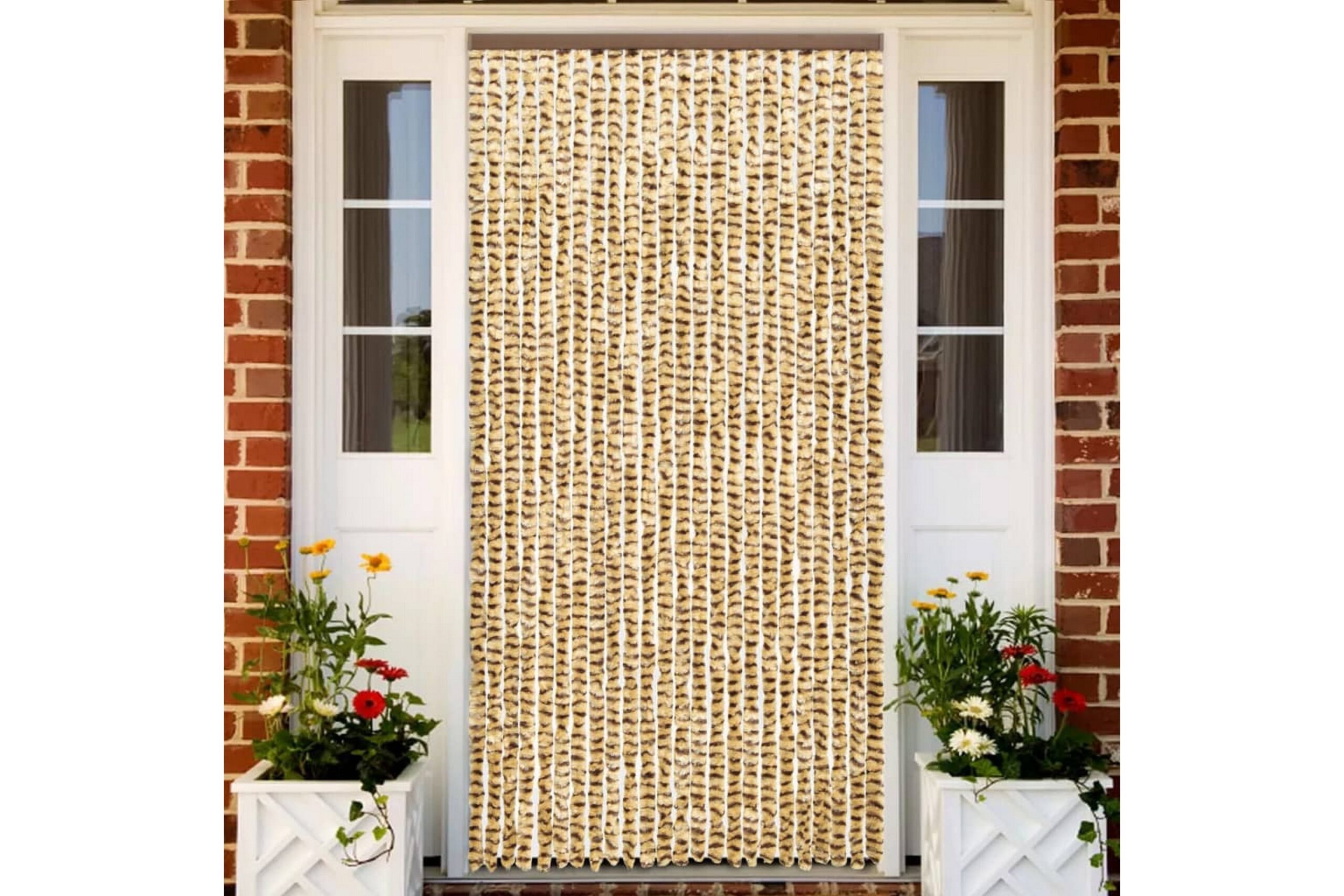 Hyönteisverho beige ja ruskea 100x220 cm Chenille - Beige
