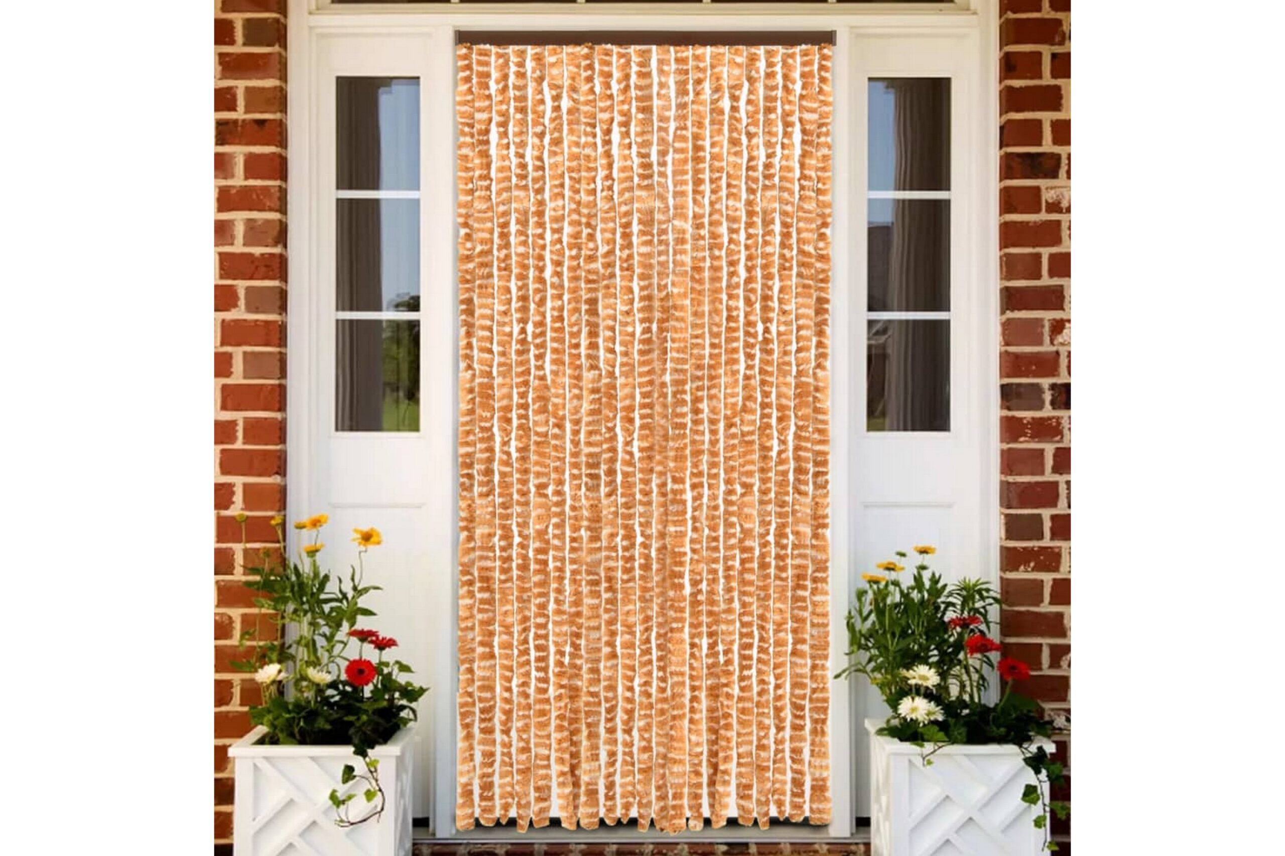 Hyönteisverho okra ja valkoinen 90x220 cm Chenille - Keltainen