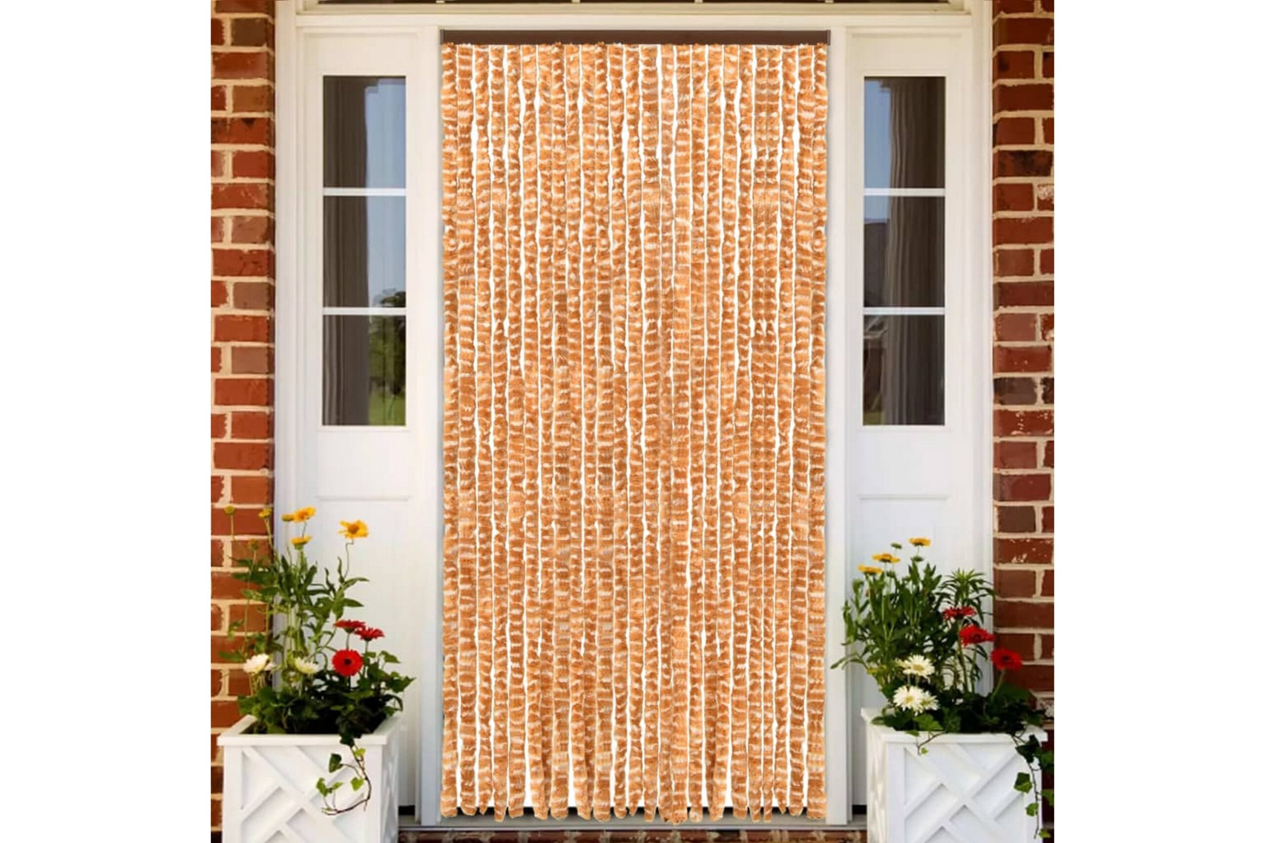 Hyönteisverho okra ja valkoinen 100x220 cm Chenille - Keltainen