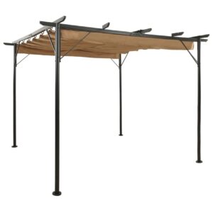 Pergola sisäänvedettävä katto taupe 3x3 m teräs 180 g/mÂ² - Taupe