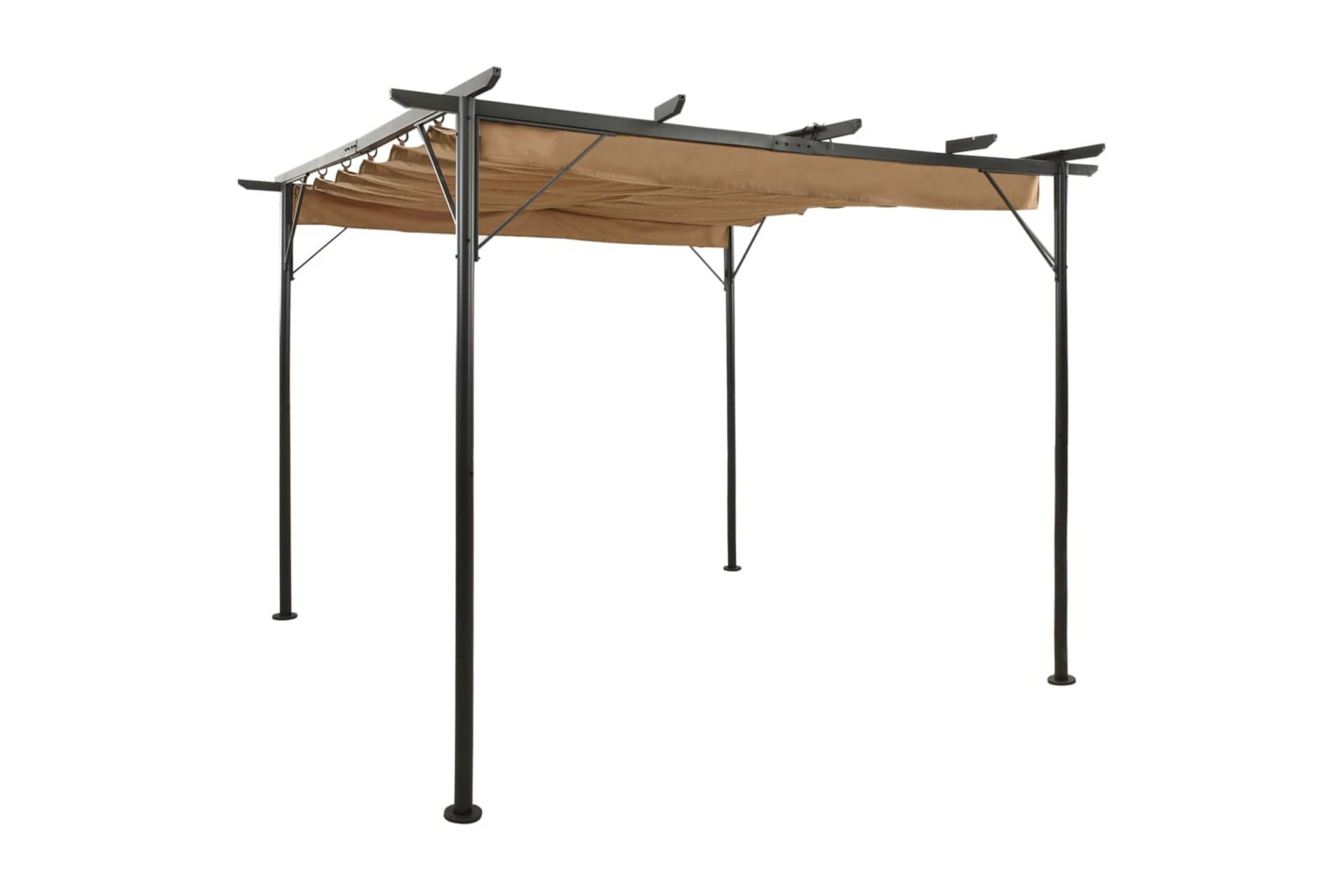 Pergola sisäänvedettävä katto taupe 3x3 m teräs 180 g/mÂ² - Taupe