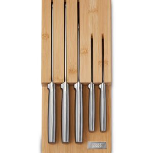 Elevate bamboo 5-piece -teräsveitsisetti ja vaakatasoinen teline