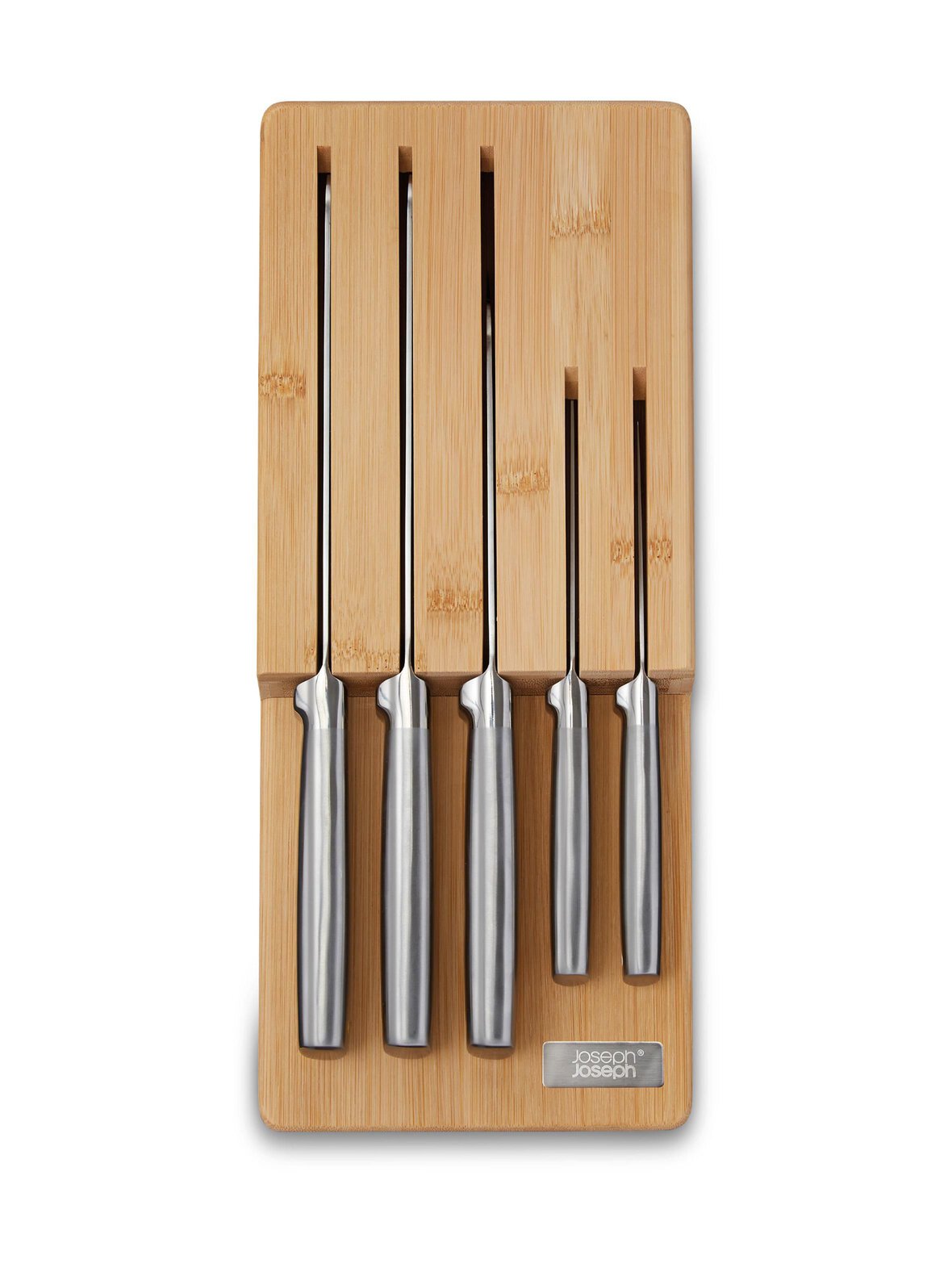Elevate bamboo 5-piece -teräsveitsisetti ja vaakatasoinen teline