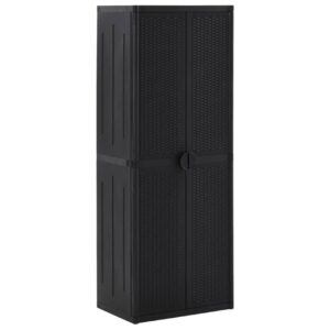 Puutarhan varastokaappi musta 65x45x172 cm PP - Musta