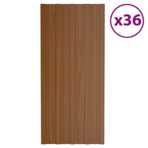 Kattopaneeli 36 kpl galvanoitu teräs ruskea 100x45 cm -