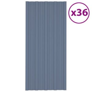 Kattopaneeli 36 kpl galvanoitu teräs harmaa 100x45 cm -