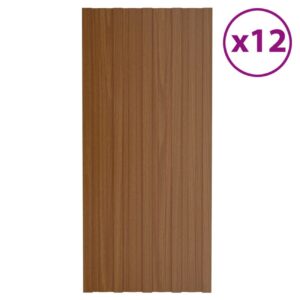 Kattopaneeli 12 kpl galvanoitu teräs ruskea 100x45 cm -
