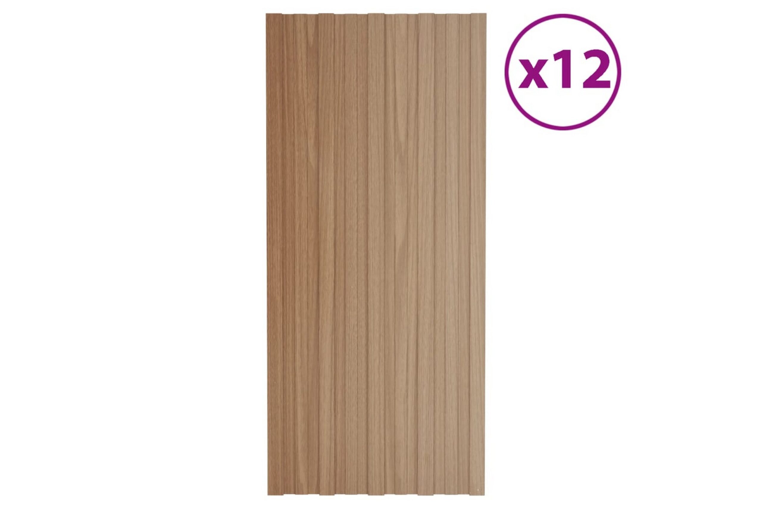 Kattopaneeli 12 kpl galvanoitu teräs vaalea puu 100x45 cm -