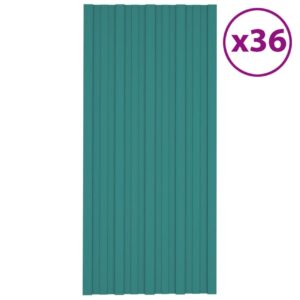 Kattopaneeli 36 kpl galvanoitu teräs vihreä 100x45 cm -