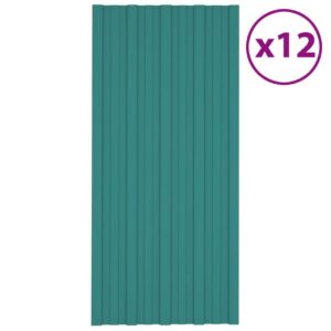 Kattopaneeli 12 kpl galvanoitu teräs vihreä 100x45 cm -