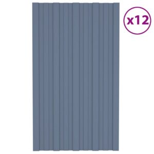 Kattopaneeli 12 kpl galvanoitu teräs harmaa 80x45 cm -