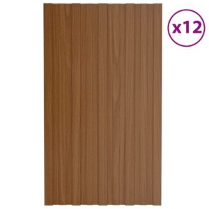 Kattopaneeli 12 kpl galvanoitu teräs ruskea 80x45 cm -