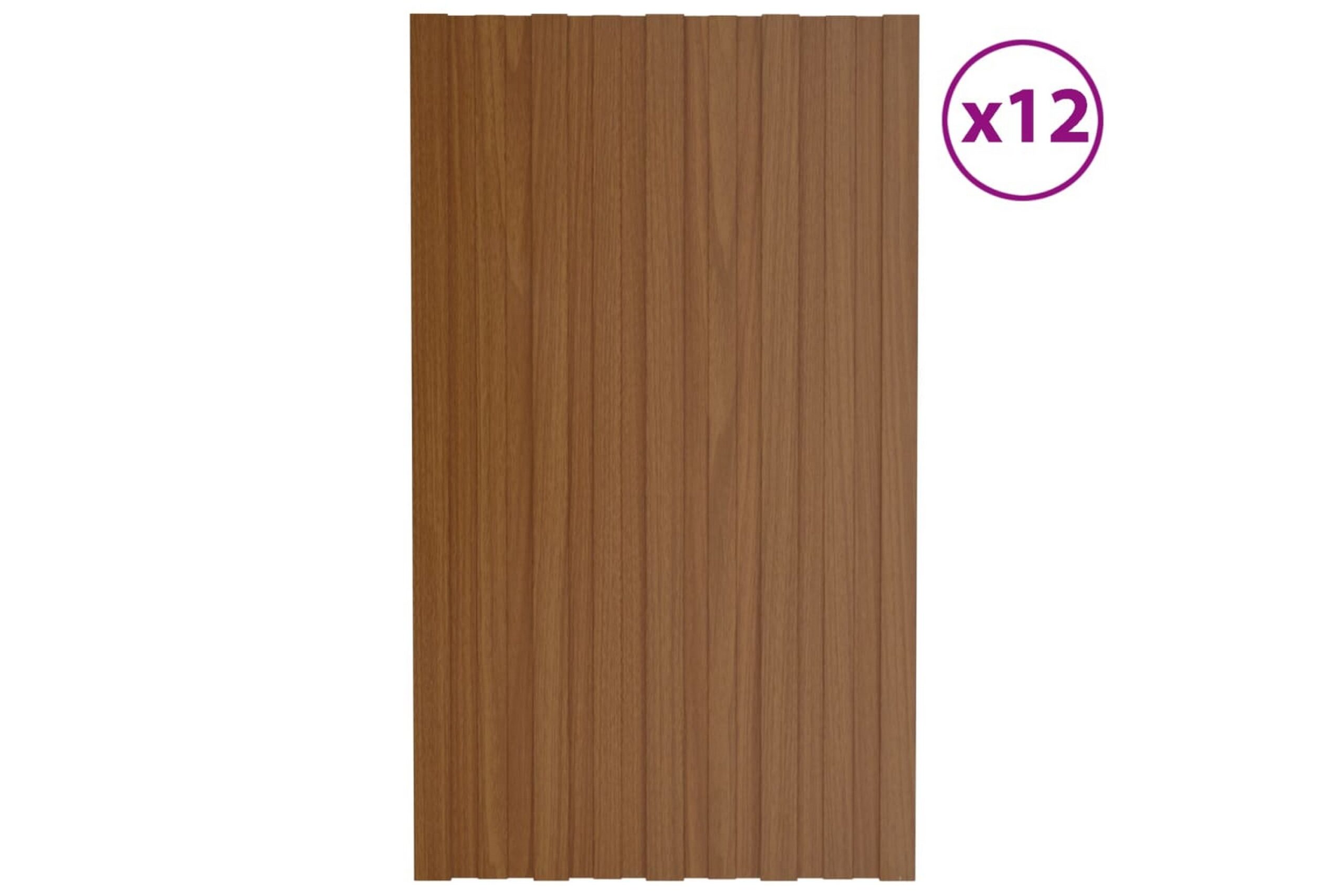 Kattopaneeli 12 kpl galvanoitu teräs ruskea 80x45 cm -
