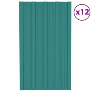 Kattopaneeli 12 kpl galvanoitu teräs vihreä 80x45 cm -