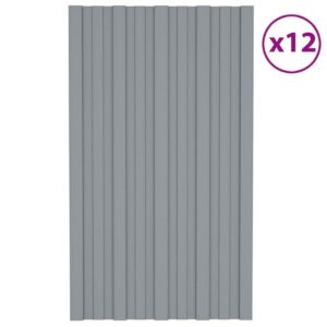 Kattopaneeli 12 kpl galvanoitu teräs hopea 80x45 cm -