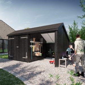 PLUS Multi Puutarhavaja 10,5 m² - 2 moduulia tuplaovella - Harmaa