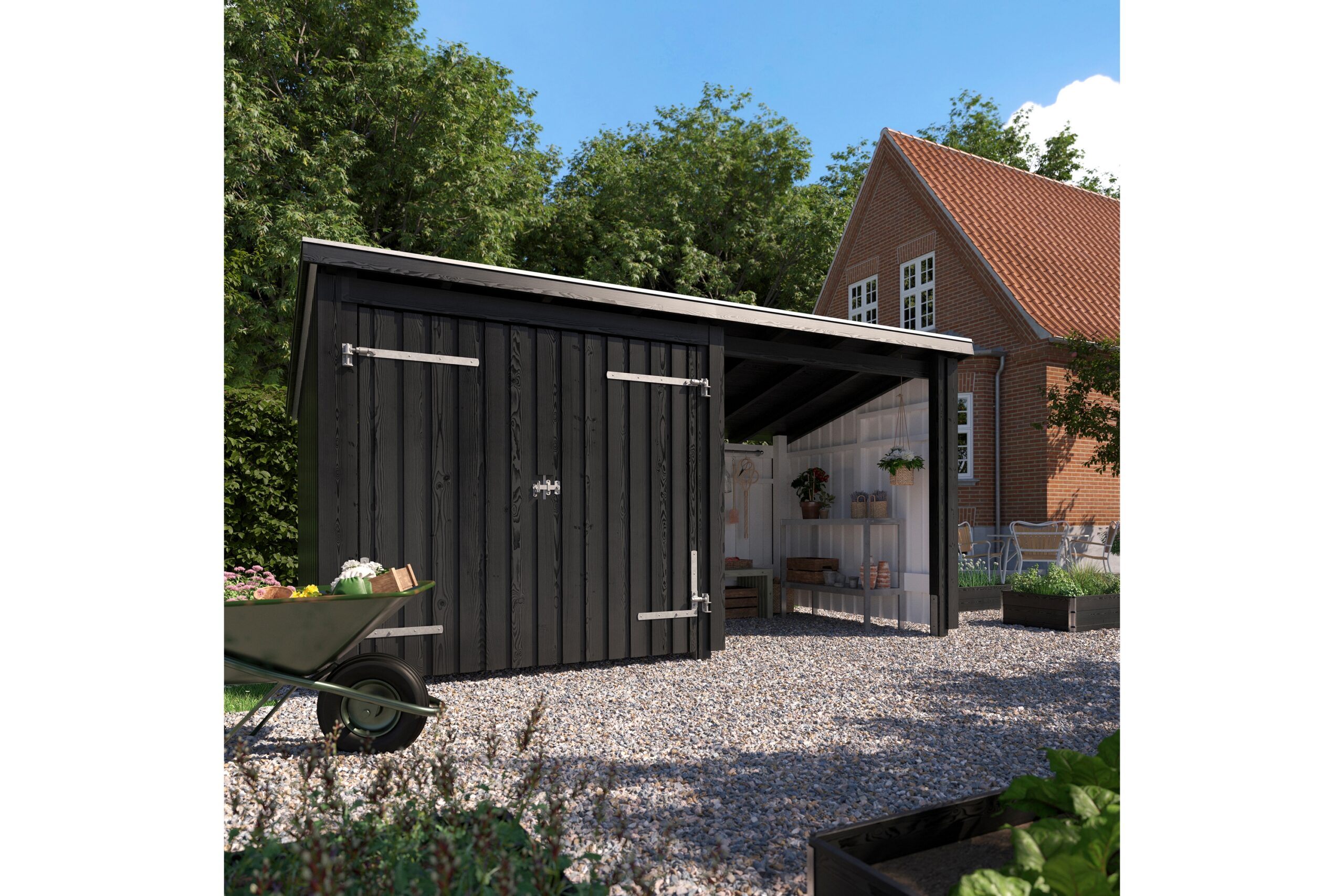 PLUS Nordic Multi Puutarhavaja 9,5 m² - 2 moduulia tuplaovel - Harmaa