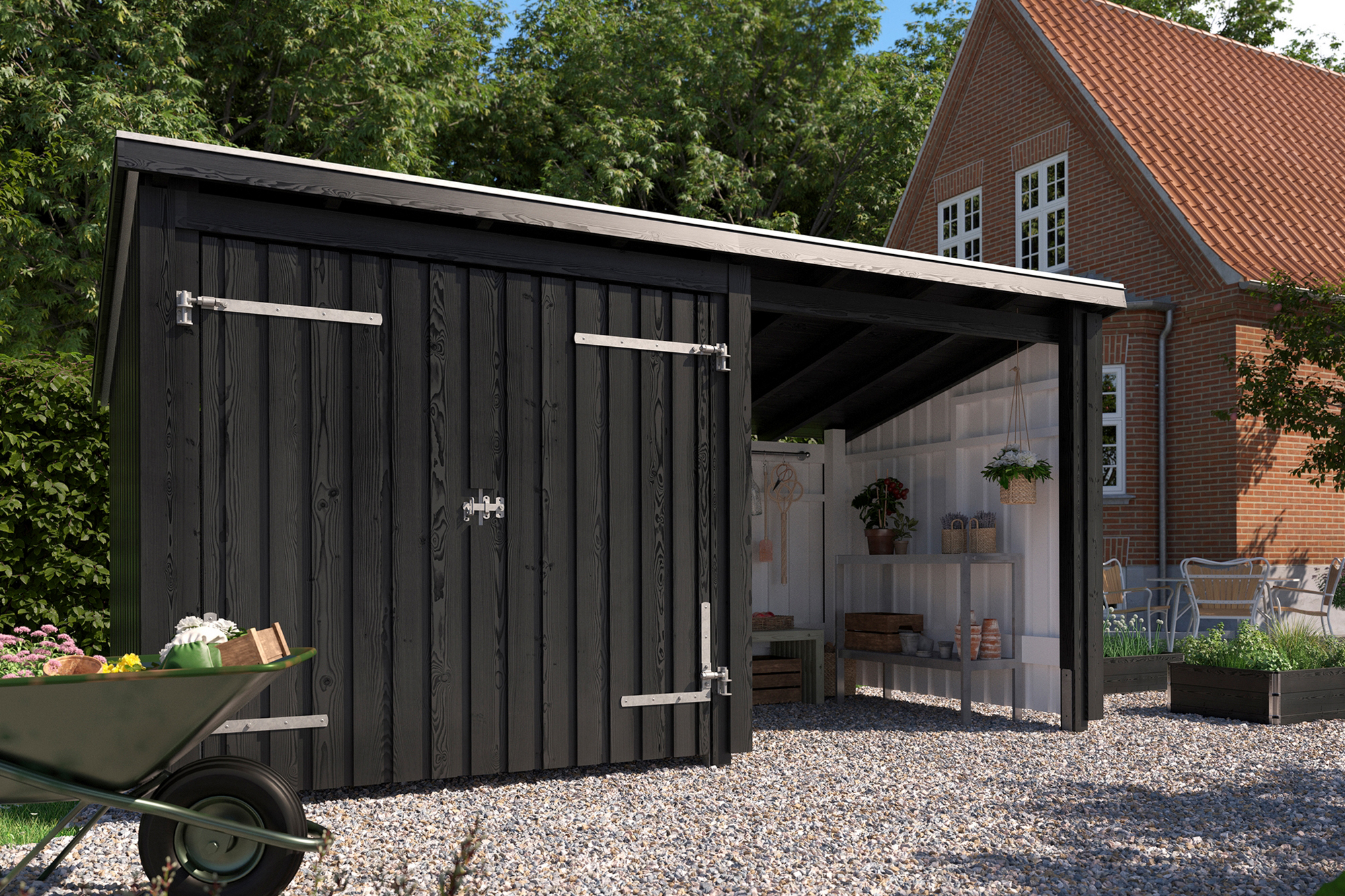 PLUS Nordic Multi Puutarhavaja 9,5 m² - 2 moduulia tuplaovel - Harmaa