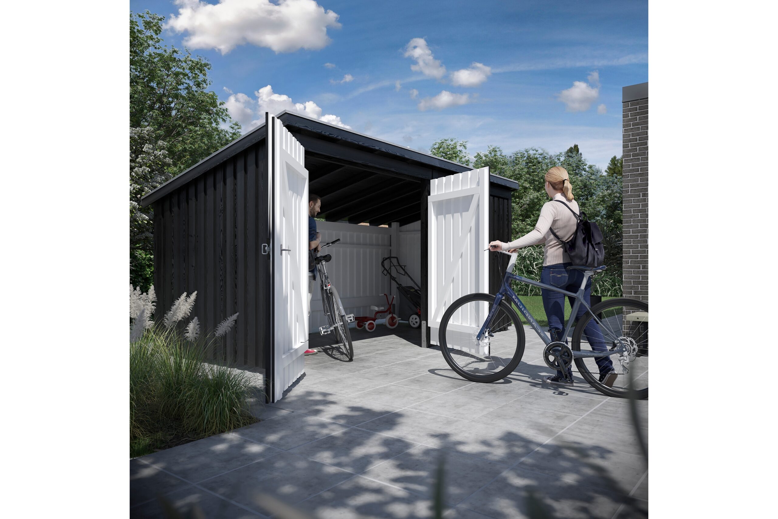 PLUS Nordic Multi Puutarhavaja 9,5 m² - 2 moduulia tuplaovel - Harmaa