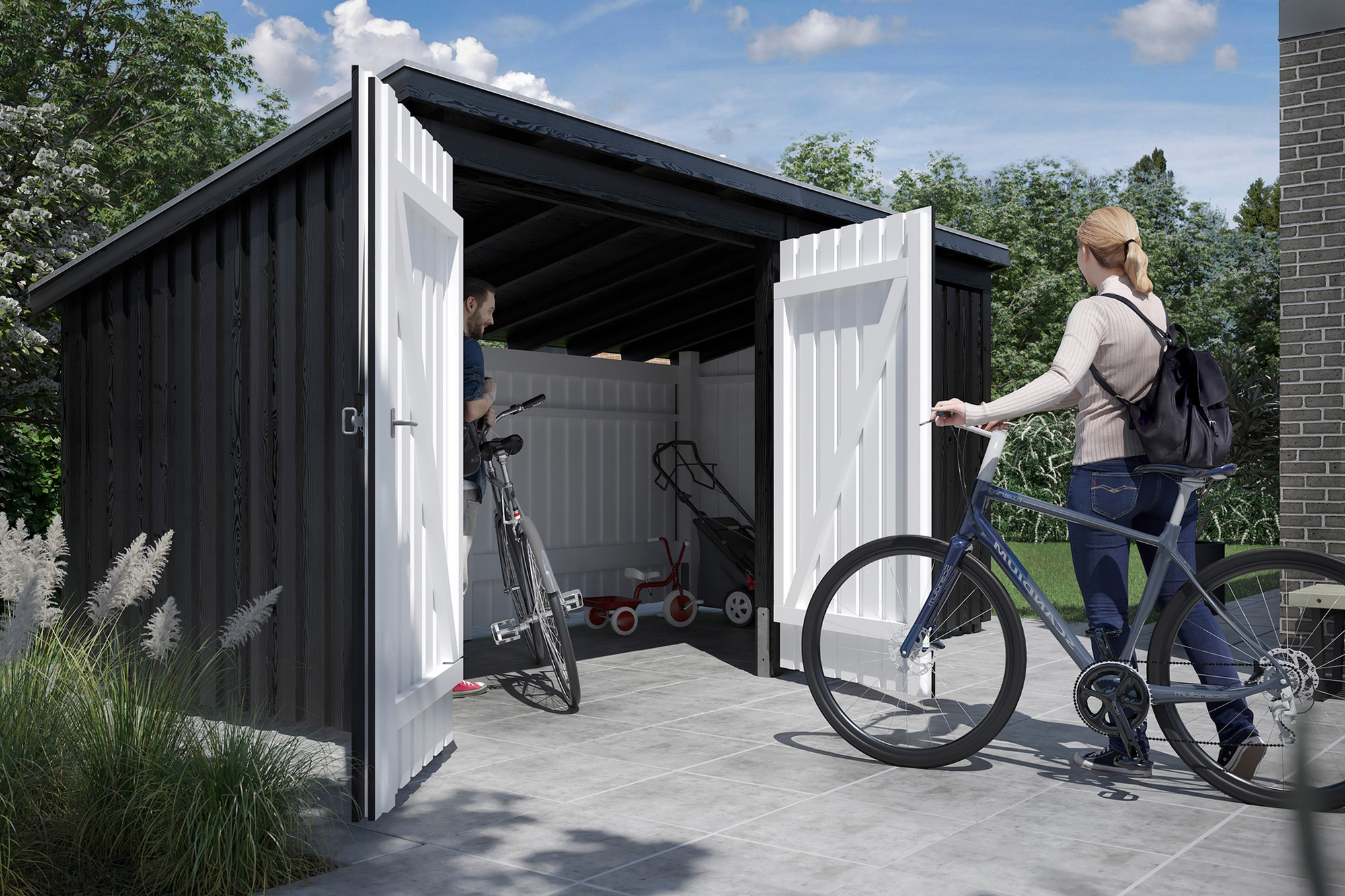 PLUS Nordic Multi Puutarhavaja 9,5 m² - 2 moduulia tuplaovel - Harmaa