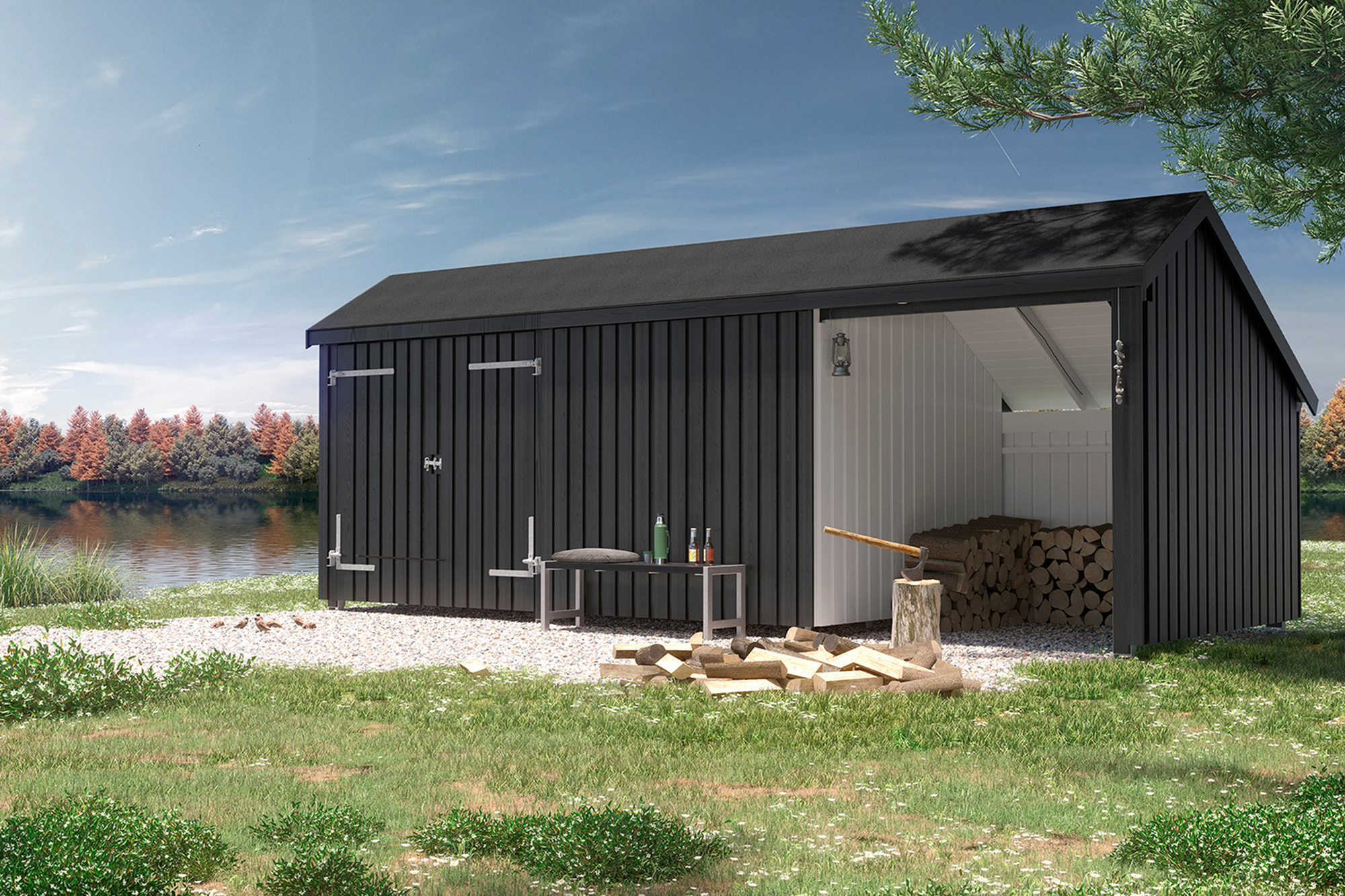 PLUS Multi Puutarhavaja 15,5 m² - 3 moduulia tuplaovella - Harmaa