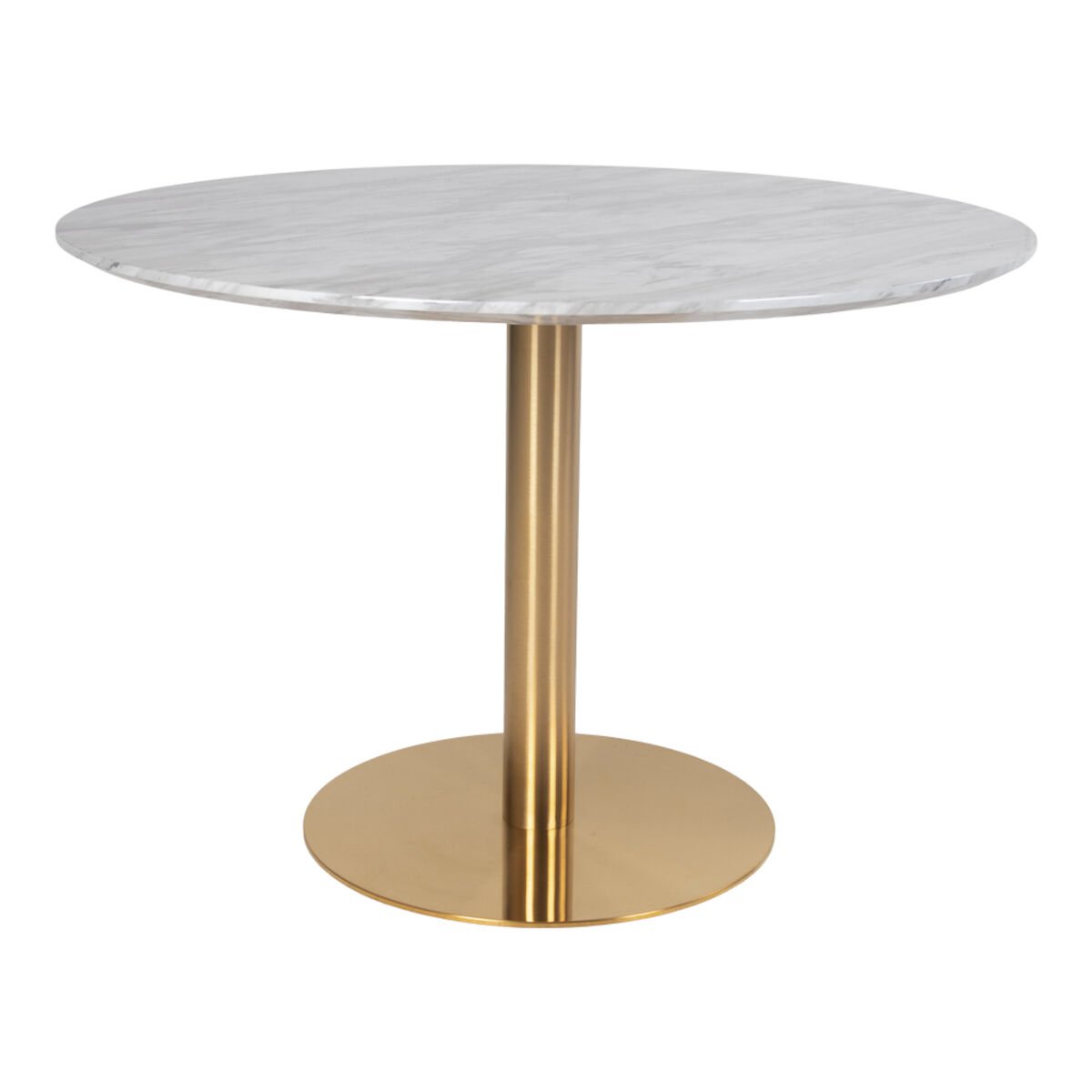 House Nordic Bolzano pyöreä ruokapöytä 110 cm marmori/messinki