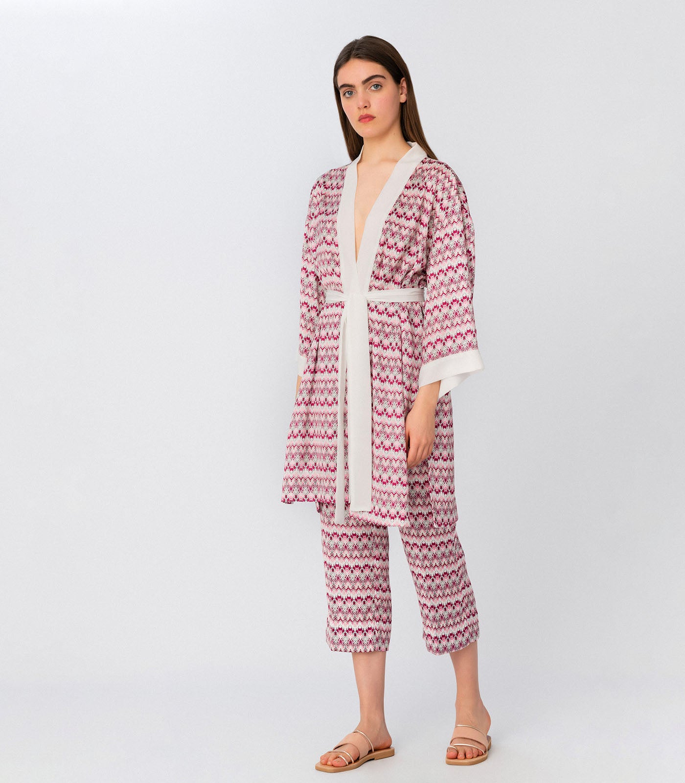 Fantasy-Print Kimono Pink