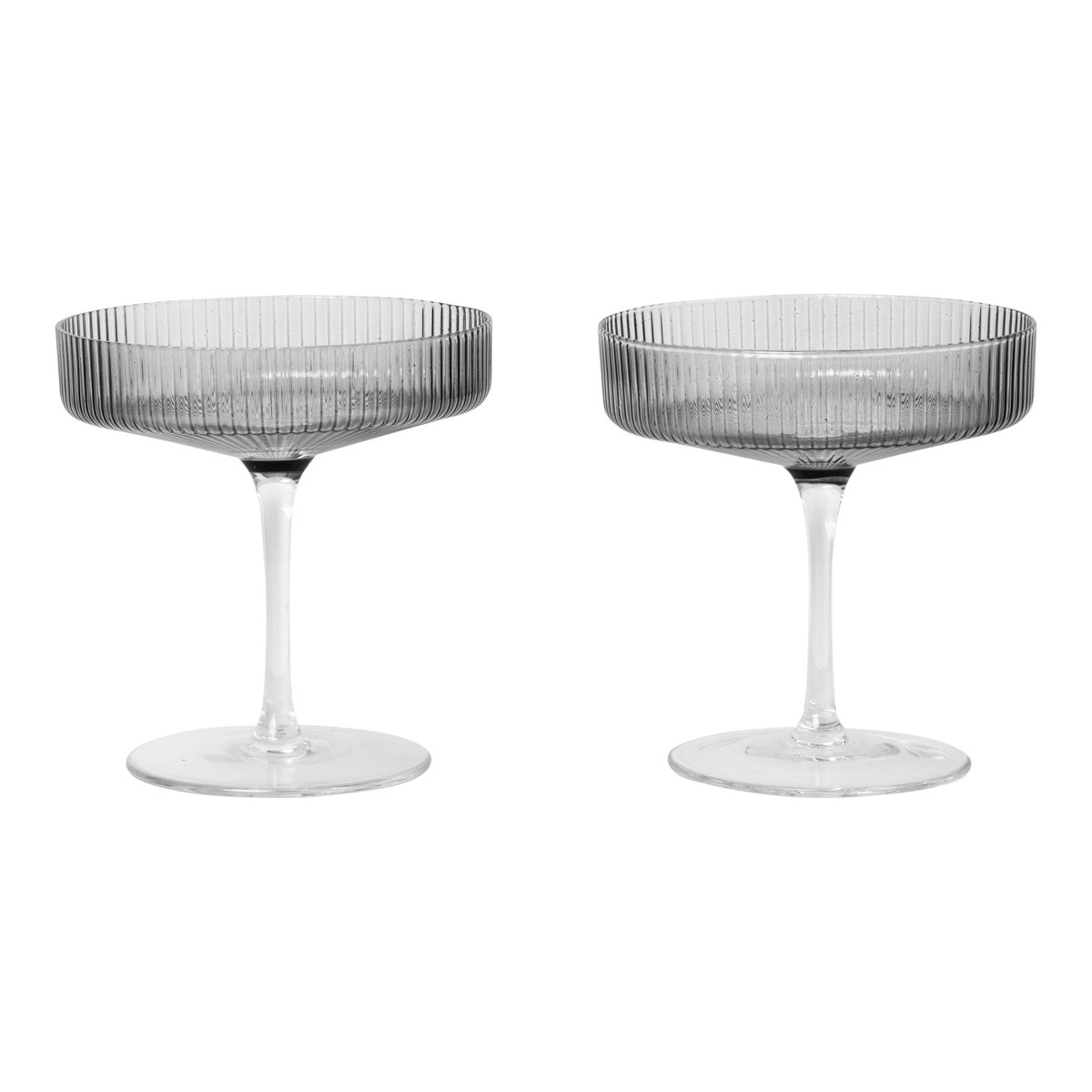 Ferm Living Ripple -shamppanjalasi 2/pk smoked grey